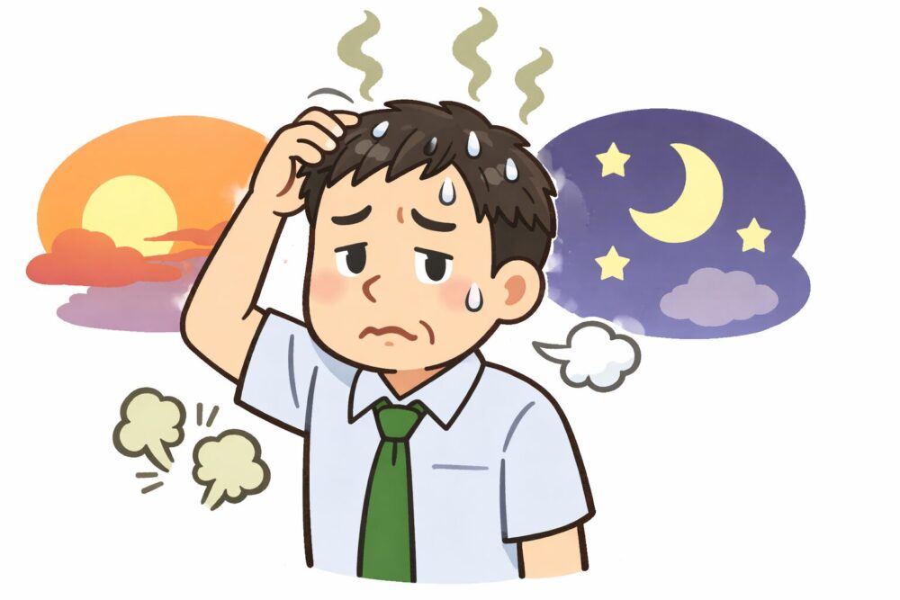 頭皮がベタつくしニオイも気にしてる中年おじさん