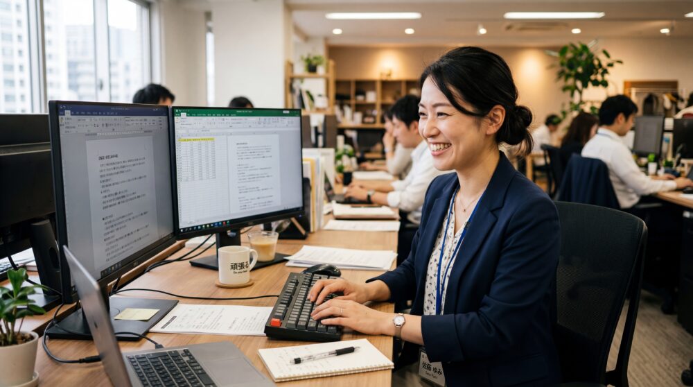 一生懸命働く女性