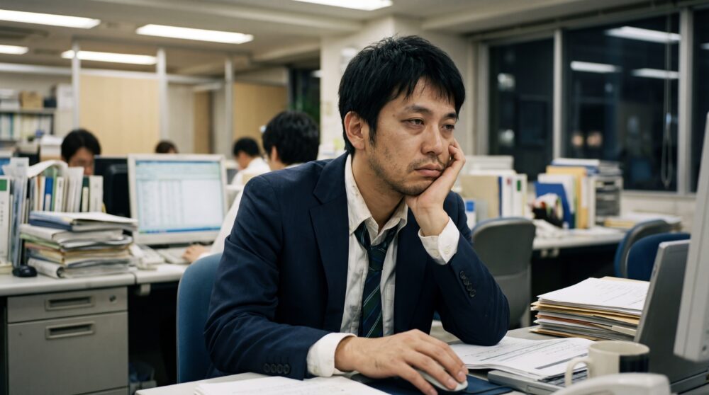 死んだ顔のサラリーマン