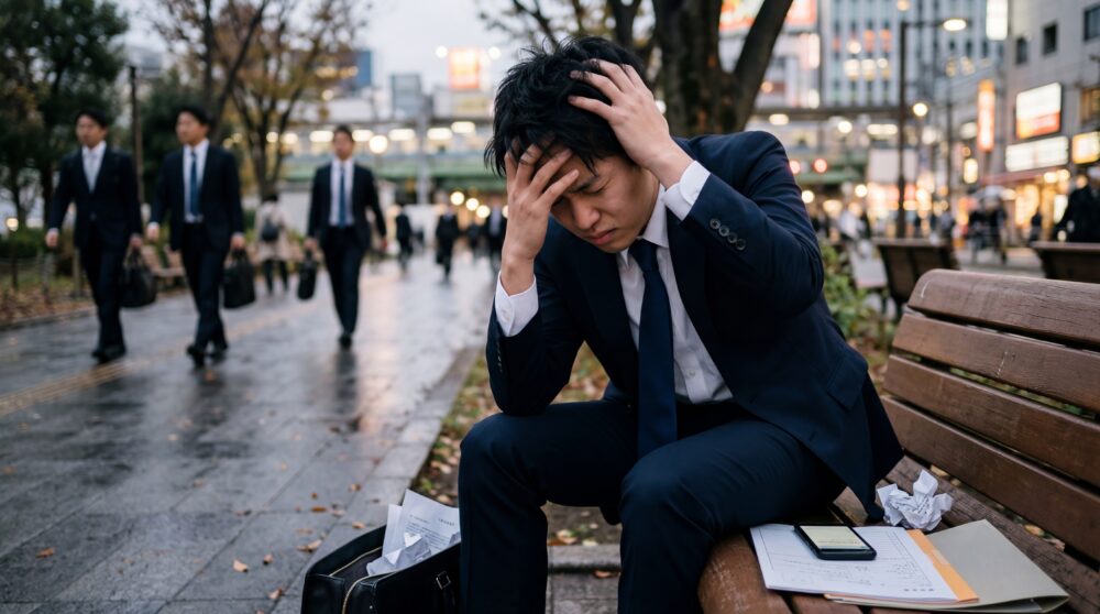 頭を抱えている男性